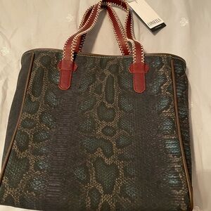 Consuela Snake Print Tote with Accents